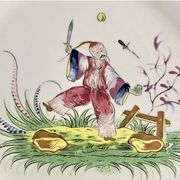 Hollow round dish décor with Chinese Saint Clément Lunéville