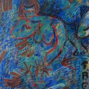 Abstract painting portrait of vintage woman year 60/70