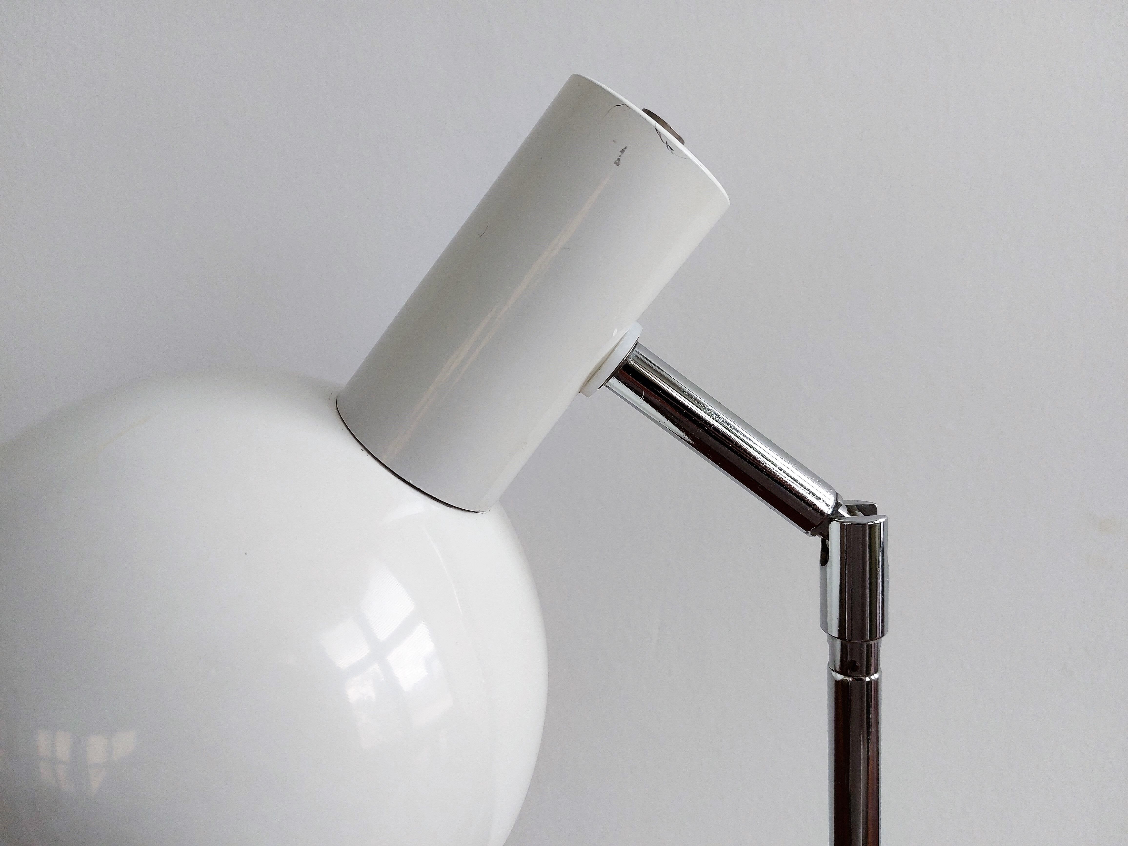 Reversible white metal and chrome table lamp, 1960's