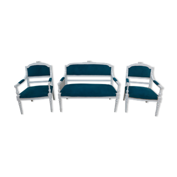 Ensemble salon banquette et 2 fauteuils style louis XVI