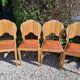 Set of art deco chairs in wood and skaï