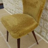 1950s compass foot sheepskin chair covered in sheepskin fabric