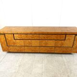 Burl wood credenza by Jean Claude Mahey, 1970s