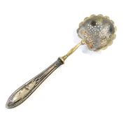 Absinthe spoon, brass, silver, Germany, early 20th century