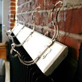 Metal and wood wall coat rack