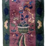 Chinese Art Deco handmade antique carpet 64cm x 128cm 1920s