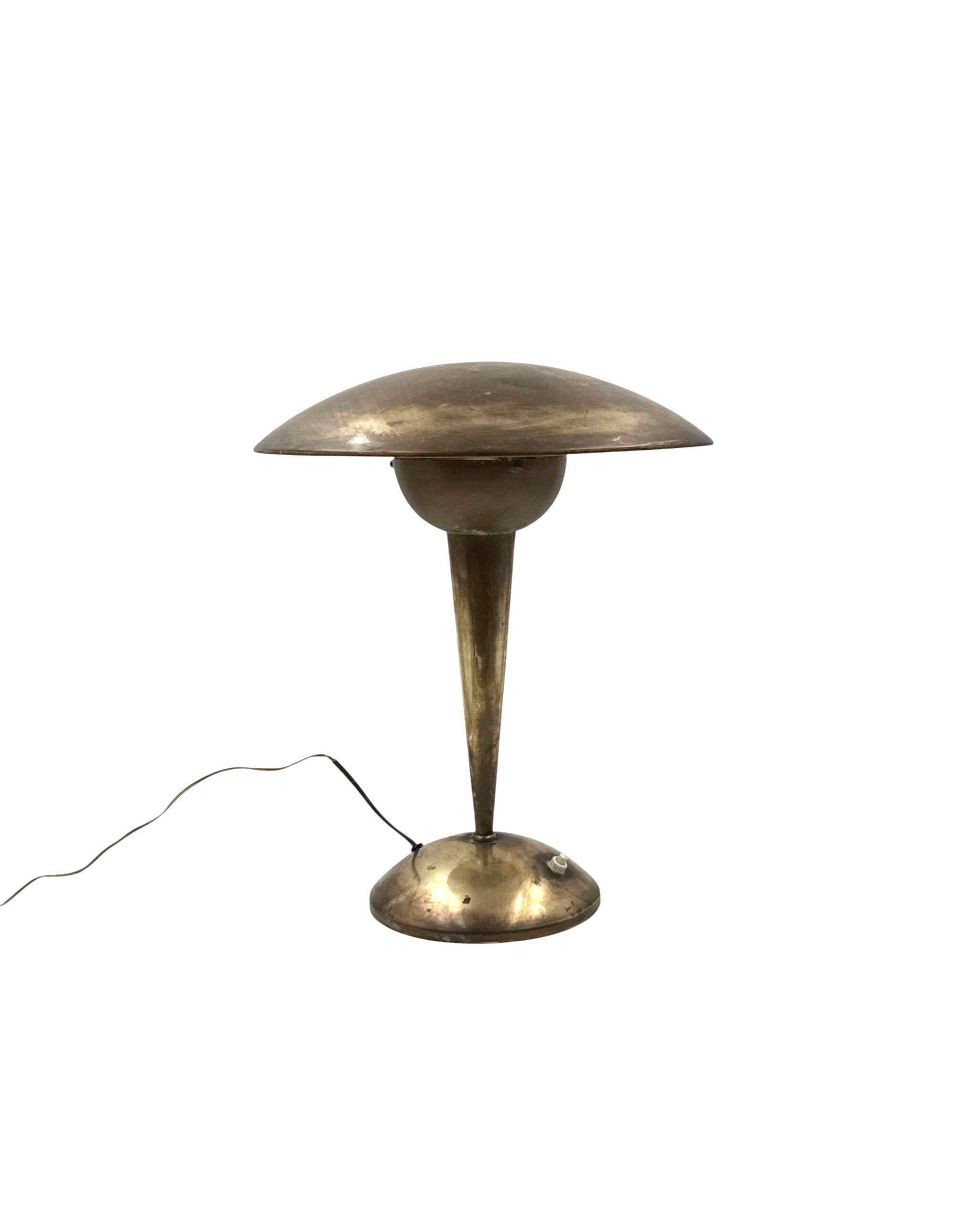 Mid-century modern brass adjustable table lamp, Italy circa 1950