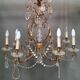 Large brass and glass chandelier