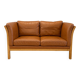 Vintage Danish 2 person sofa in cognac leather with oak frame