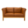 Vintage Danish 2 person sofa in cognac leather with oak frame
