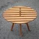 Table basse vintage, table bois avec poignée centrale, décoration intérieur, terrasse, patio