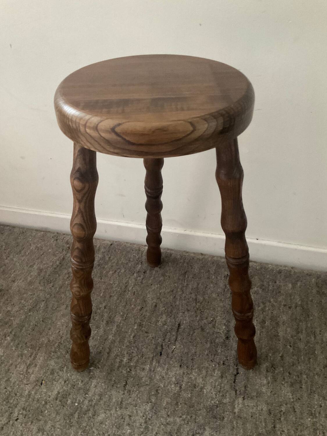Vintage turned wooden traipod stool