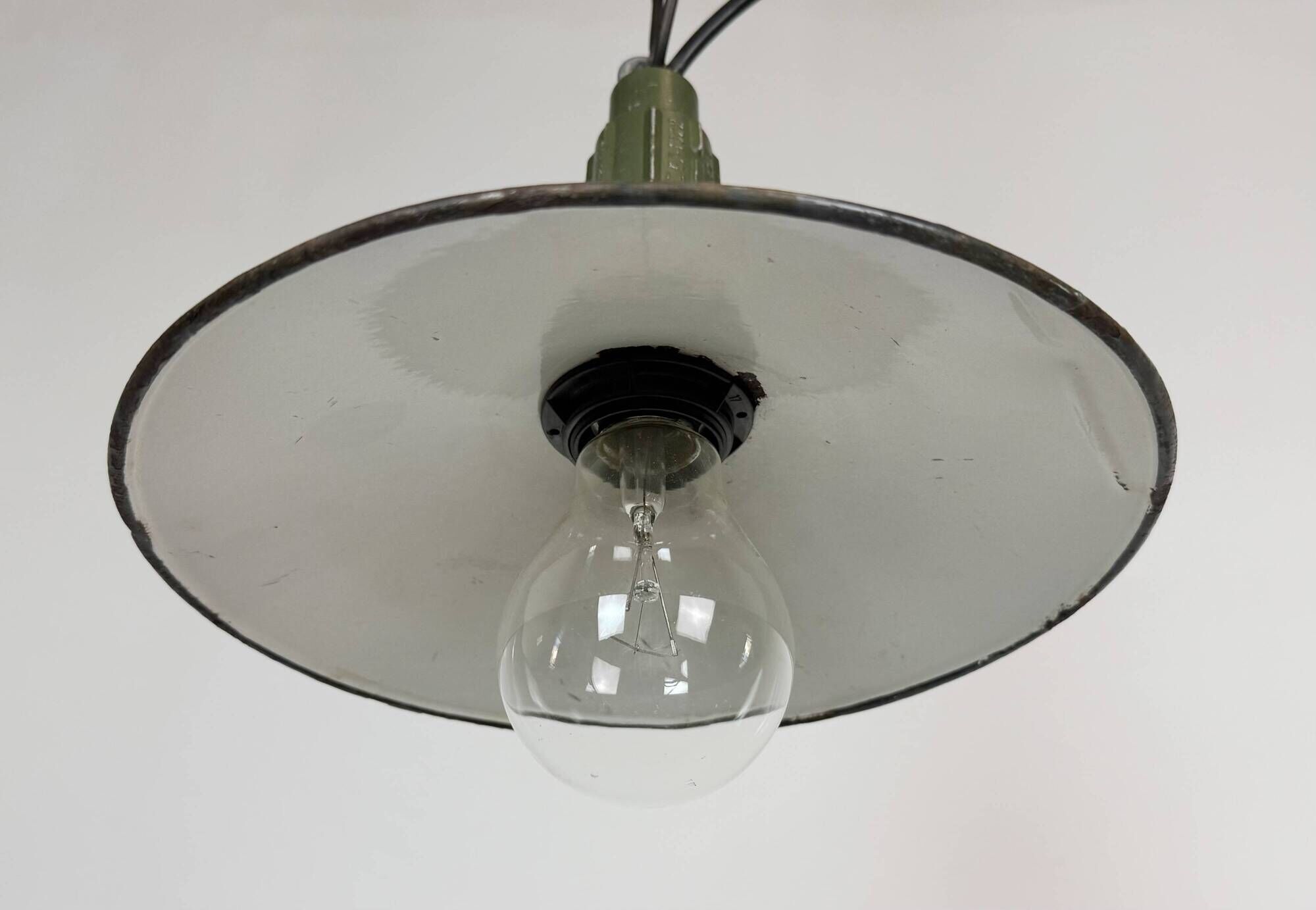 Industrial Blue Enamel Military Pendant Lamp with Cast Aluminium Top, 1960