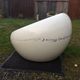Armchair design egg pod ball chair iconik white and imitation black leather as it is.