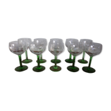 10 glasses of crystal wine engraved bunch of vintage grapes