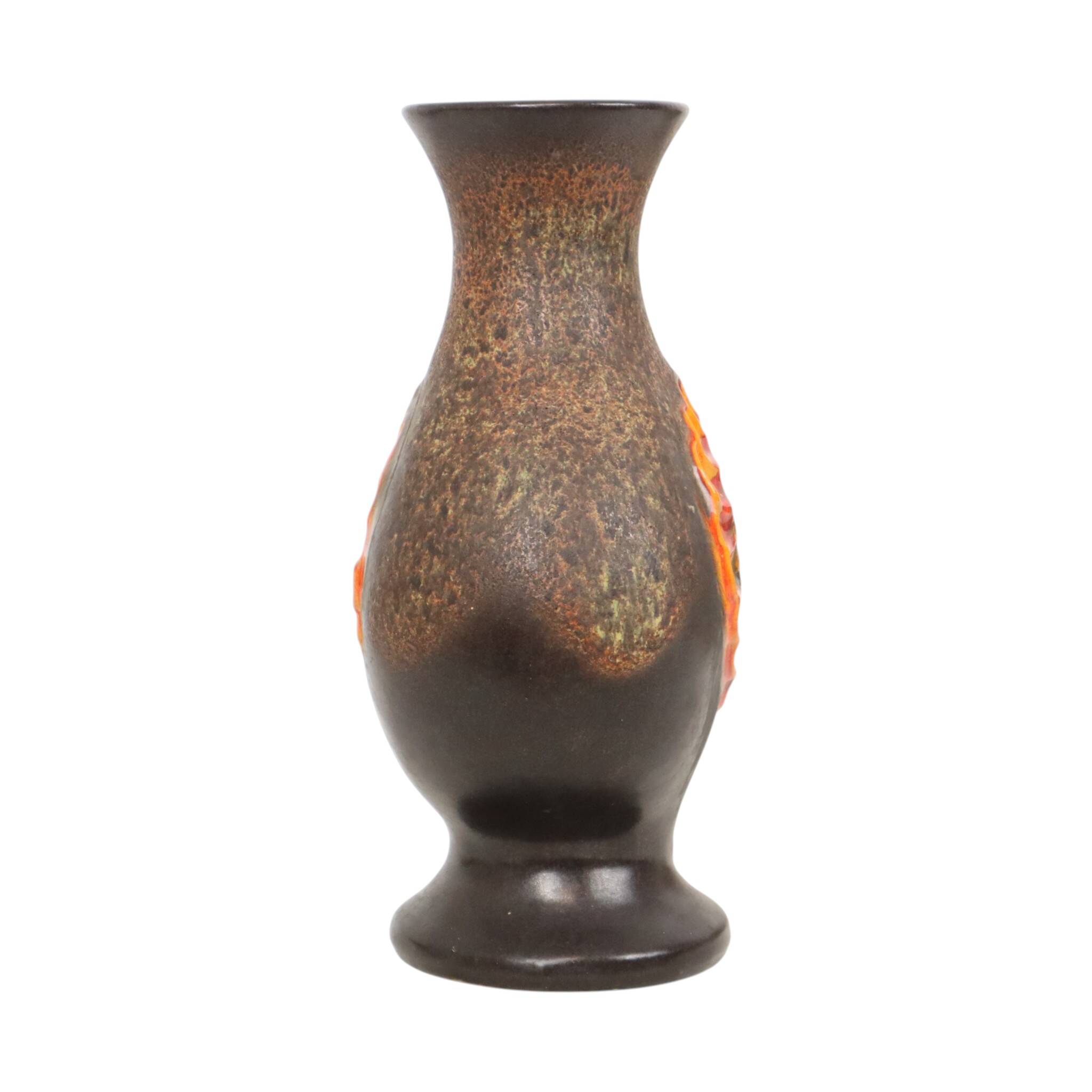 Rare Orange Fat Lava Vase West Germany Walter Gerhards 26cm