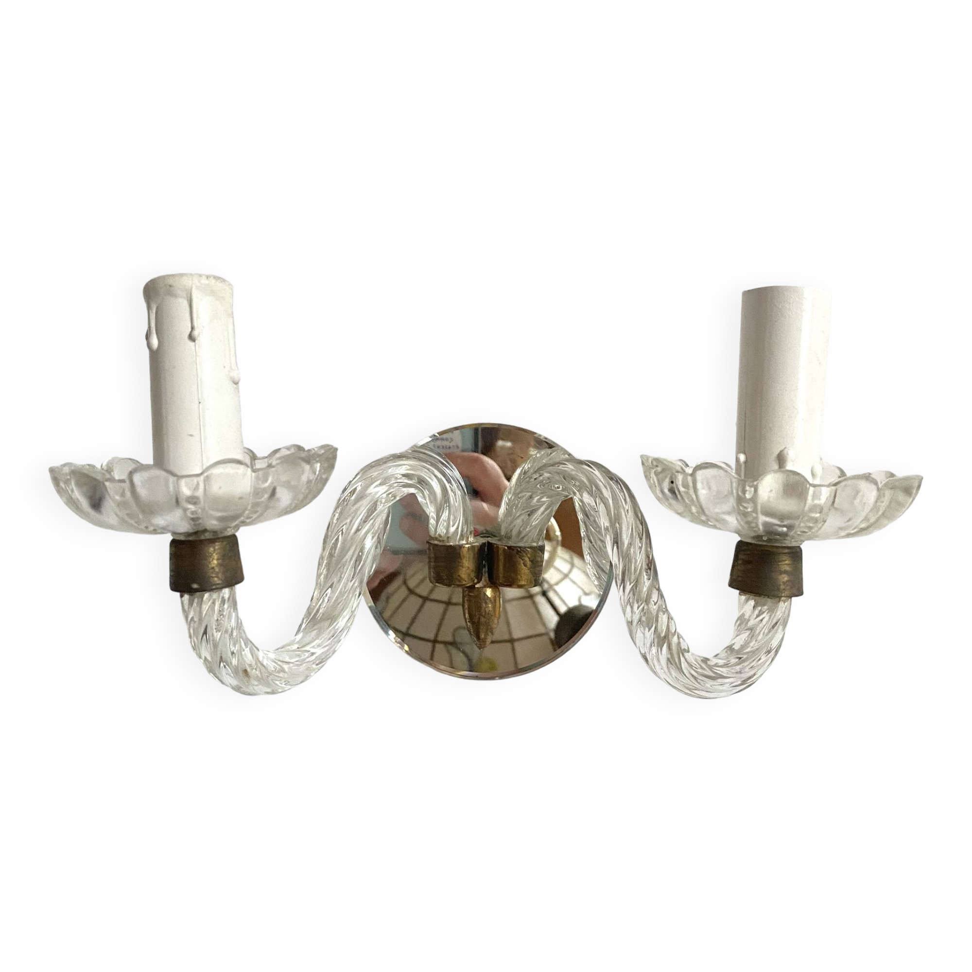 2-light murano glass and mirror wall light