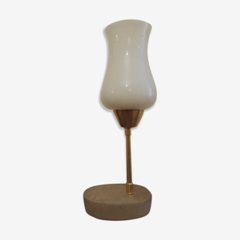 Opaline lampshade mounted on a concrete base