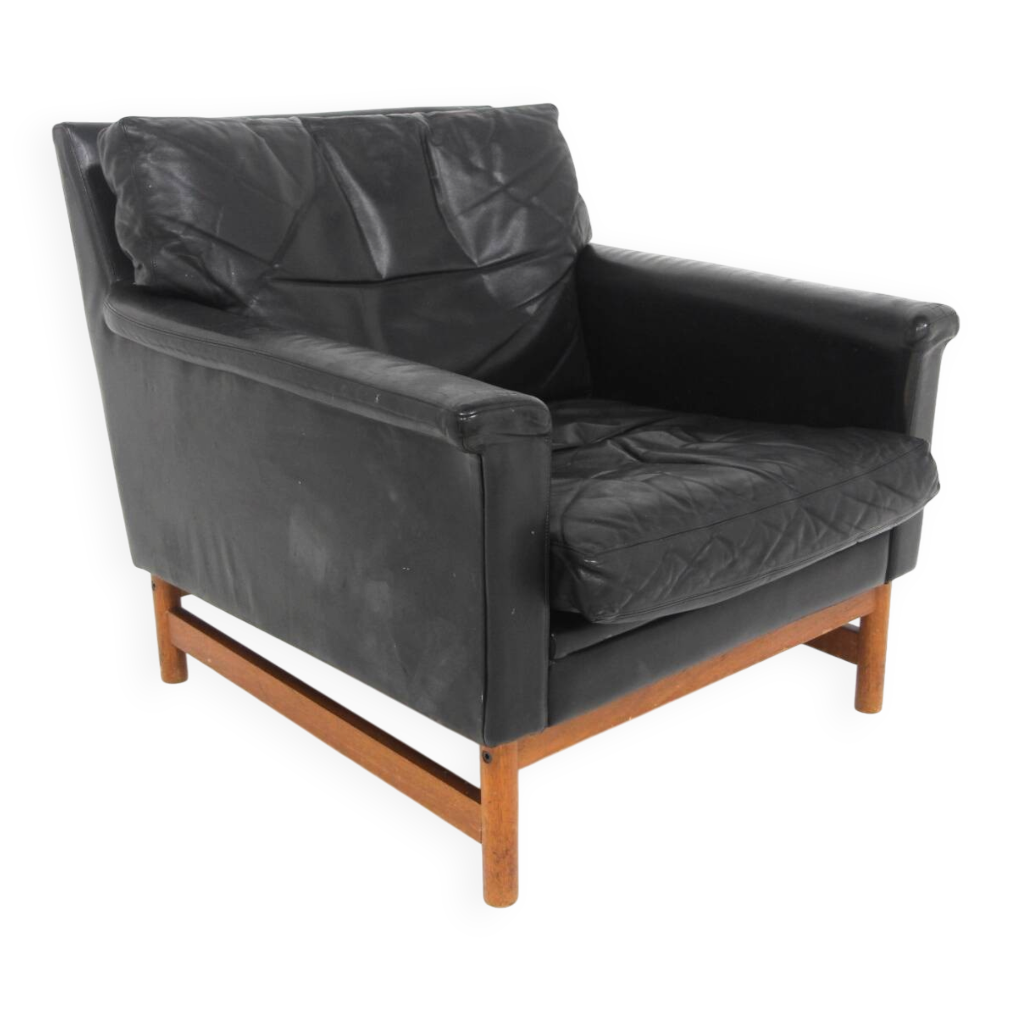 Fauteuil scandinave en cuir, Suède, 1960