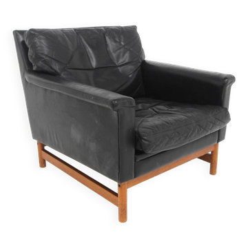 Scandinavian leather armchair, Sweden, 1960