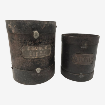 Set of 2 measures or grain pots double liter and liter in iron XlXh