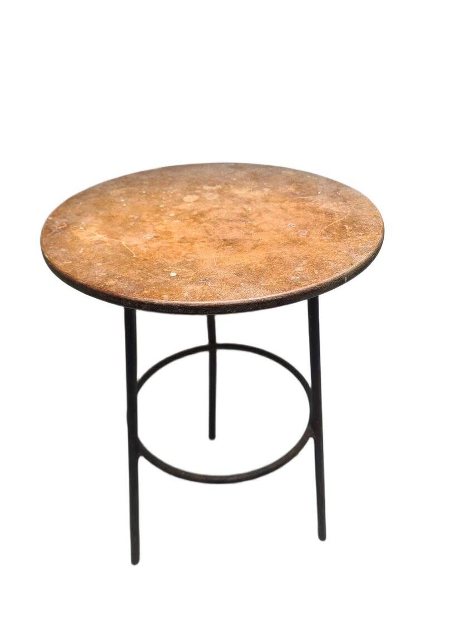 Postmodern brutalist iron and wooden plant stand, Poland, 1970s