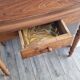 Antique writing table, solid wood desk with turned legs