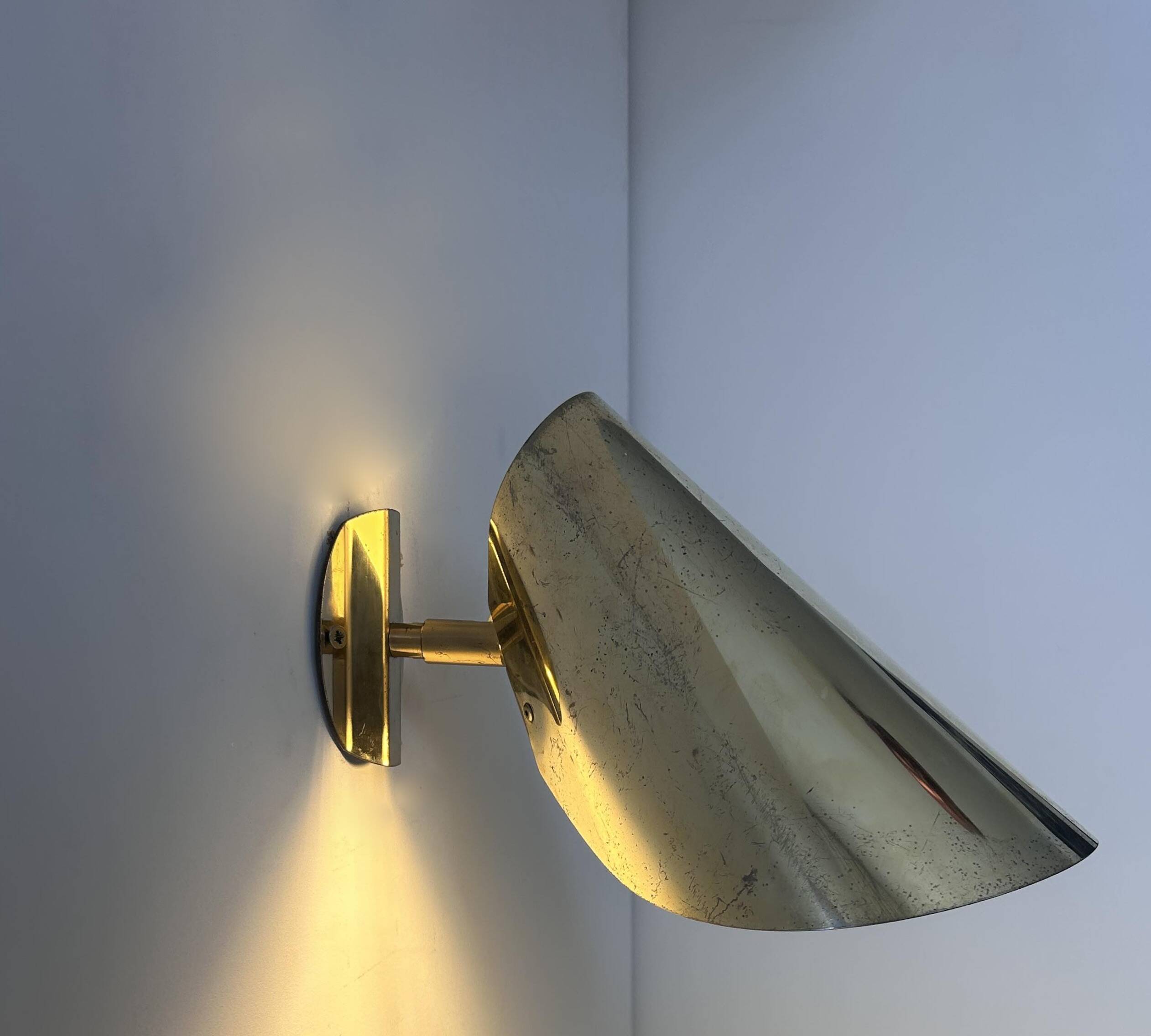 Vintage adjustable wall light, solid brass, Sweden 1970s
