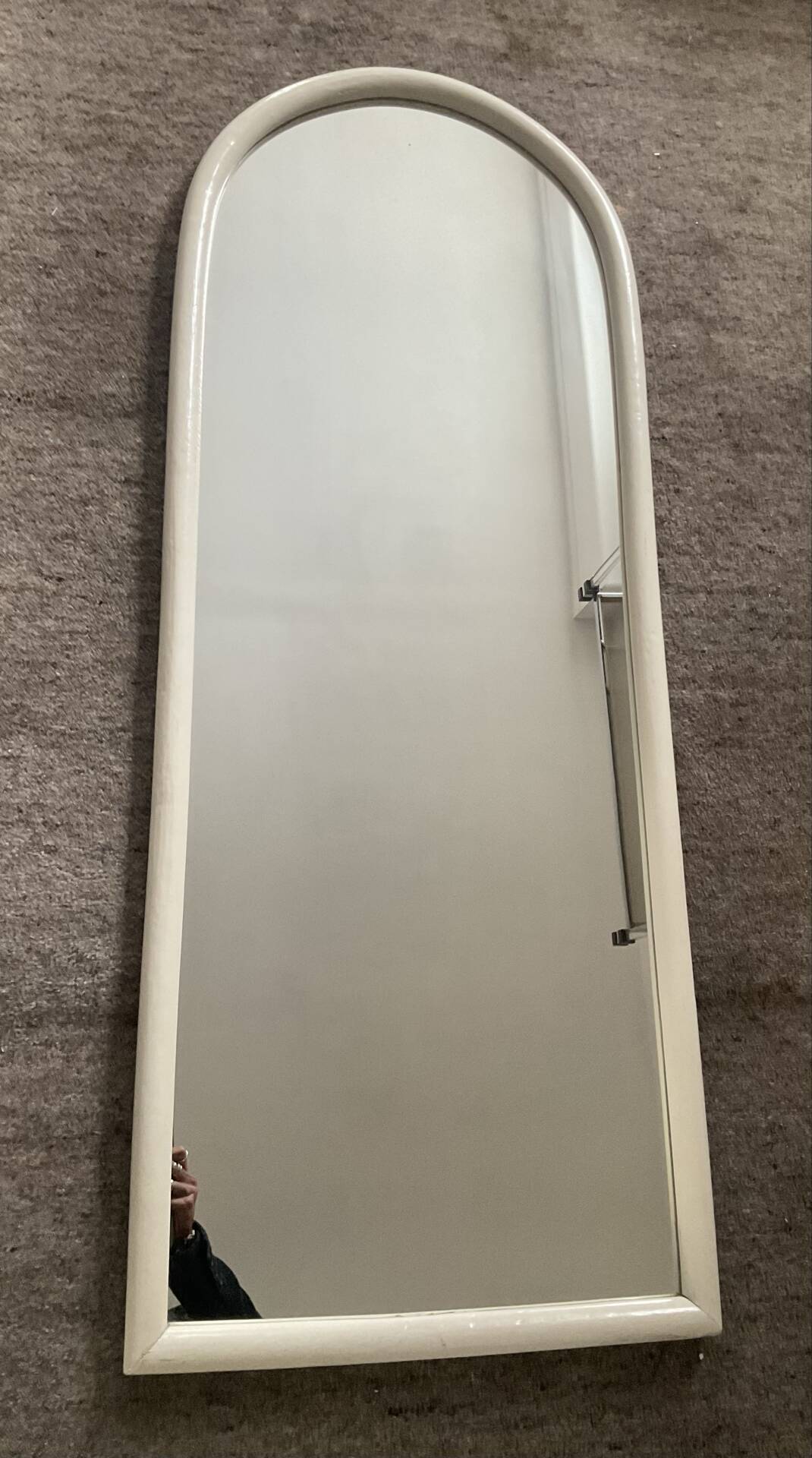 Large vintage mirror in stained white wood