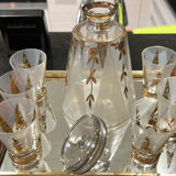 Full service liqueur on art deco tray mirror