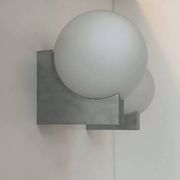 Pair of vintage wall lights, brushed metal and opaline, France 1970