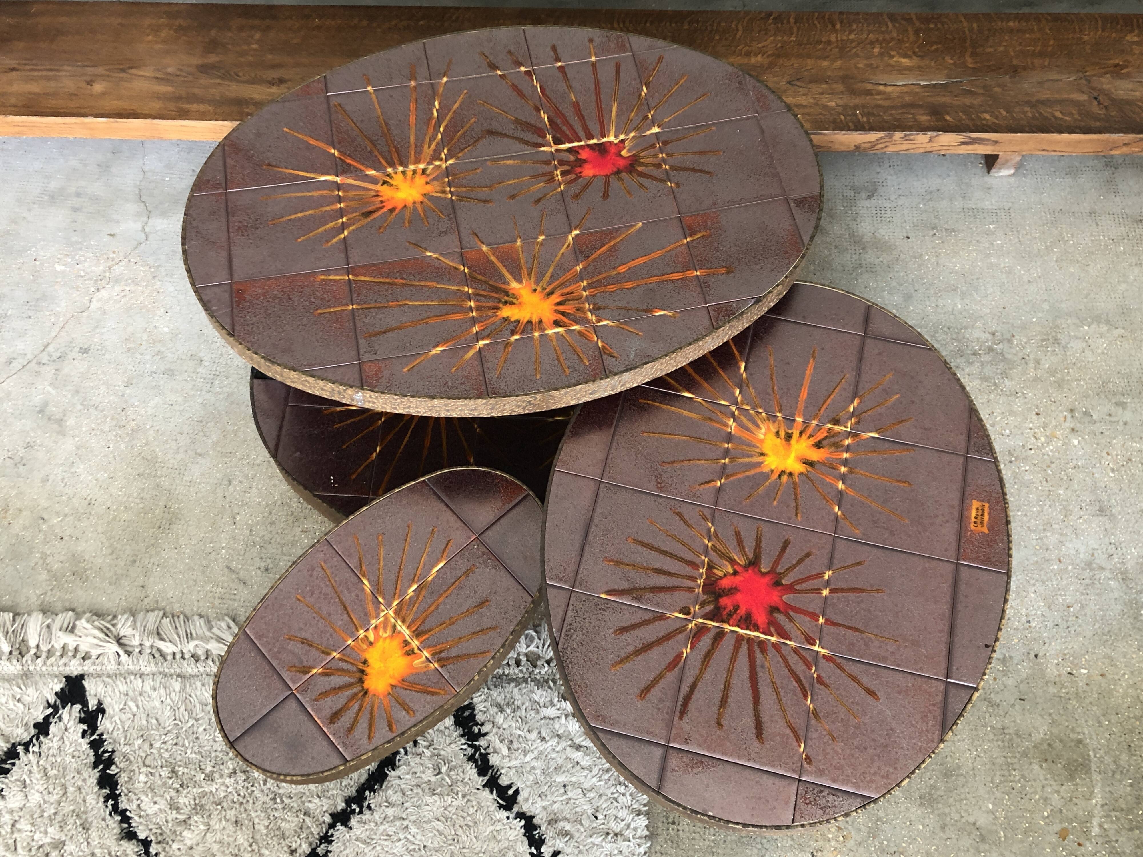 Vintage coffee table signed la roue vallauris