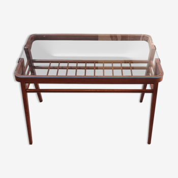 Table d'appoint ou console bois et verre par Frantisek Jirak 1960