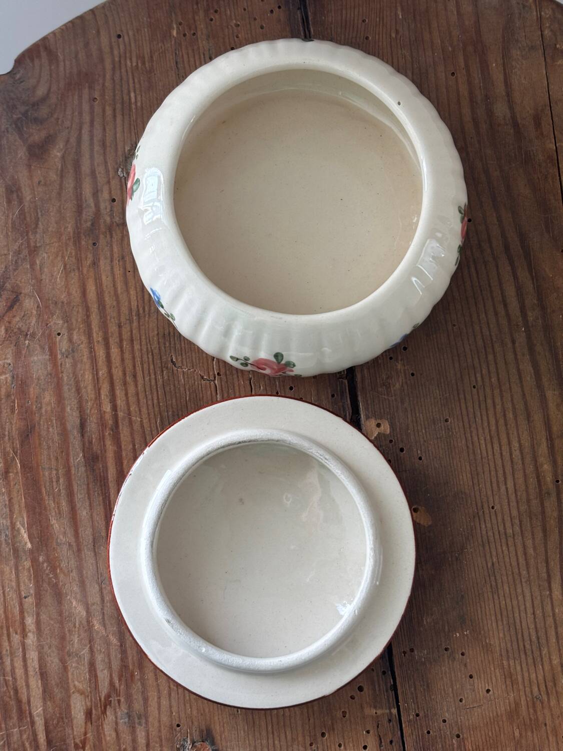 Vintage lot of two shabby chic candy jars hand-decorated.