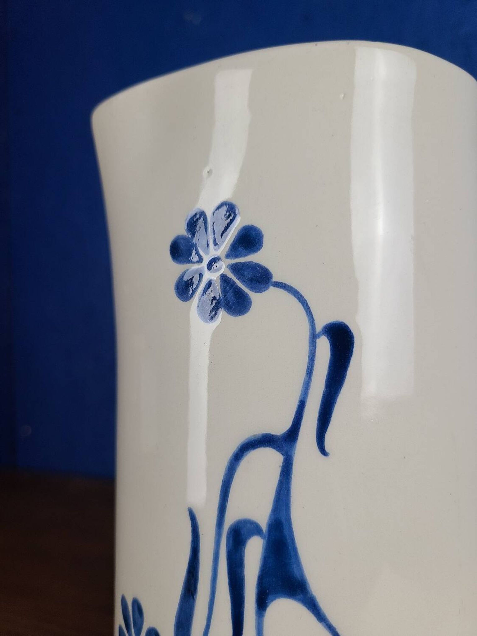Modernist ceramic pitcher, signed polychrome decoration
