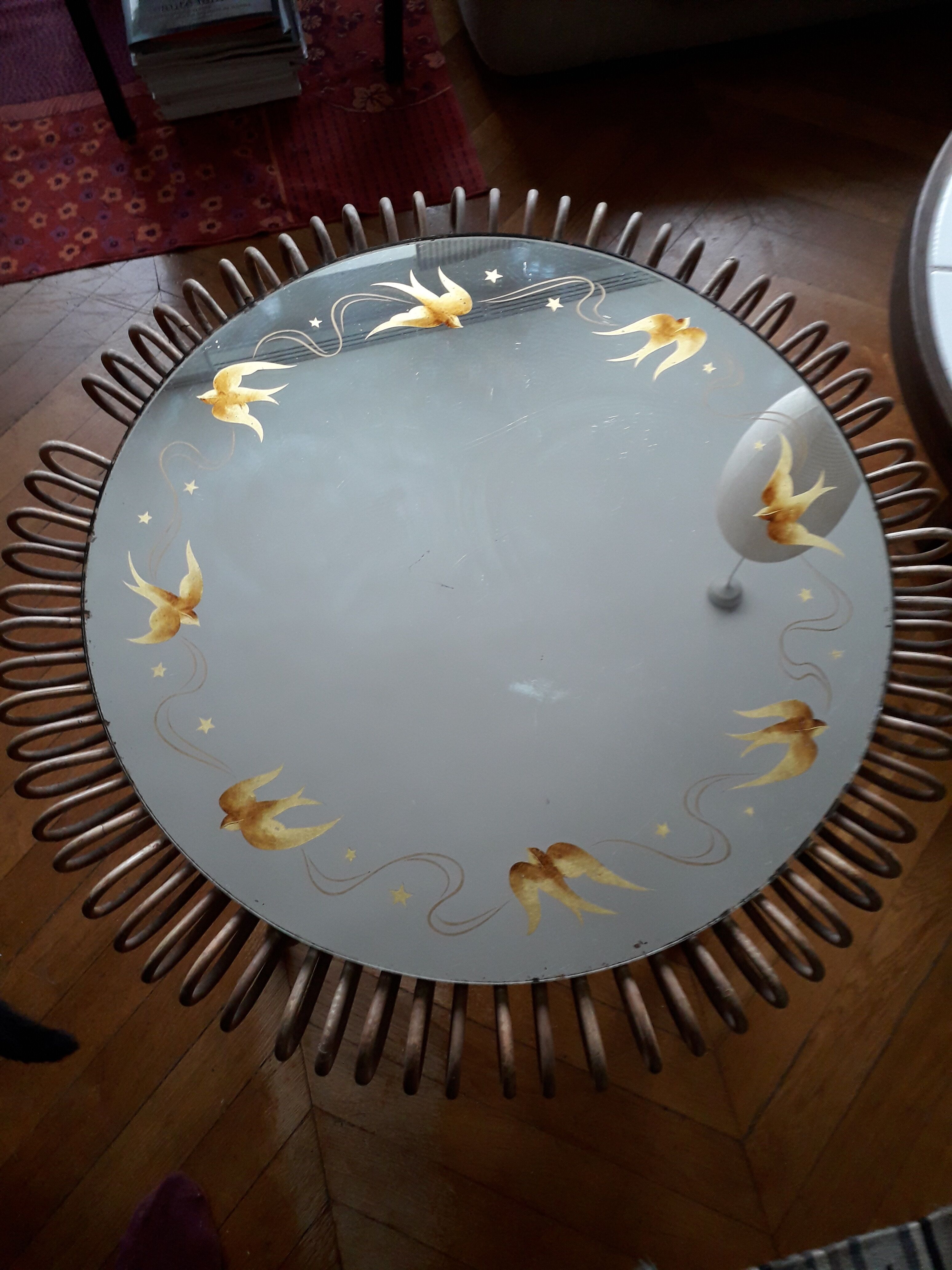 Rattan side table from the 1950s