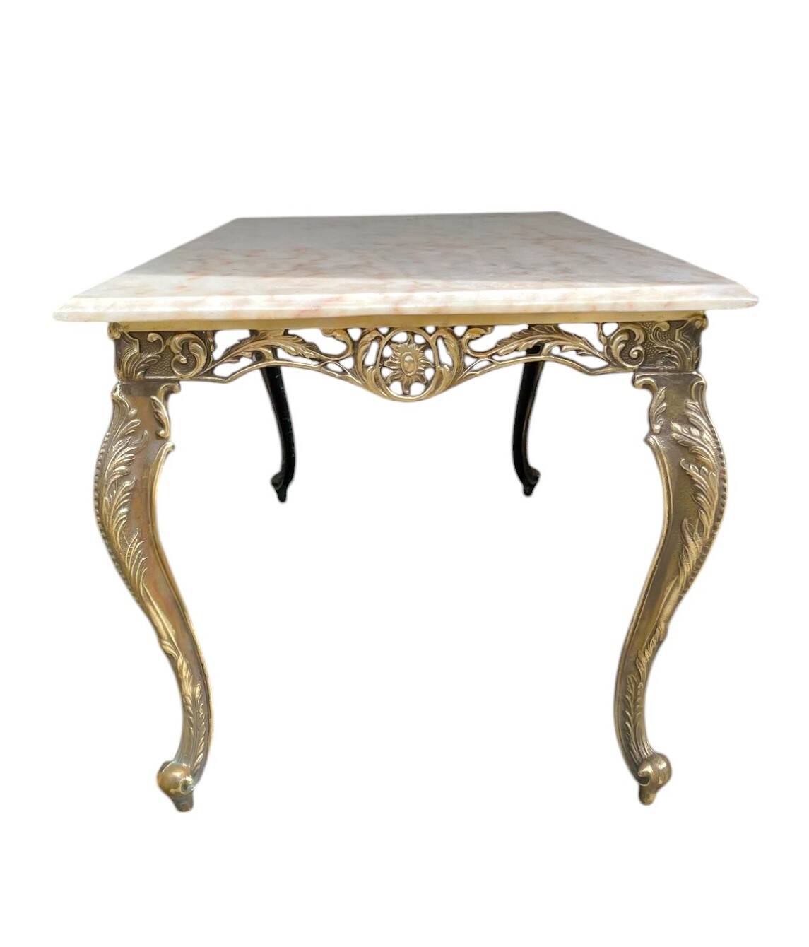 Louis XV style coffee table in marble and copper