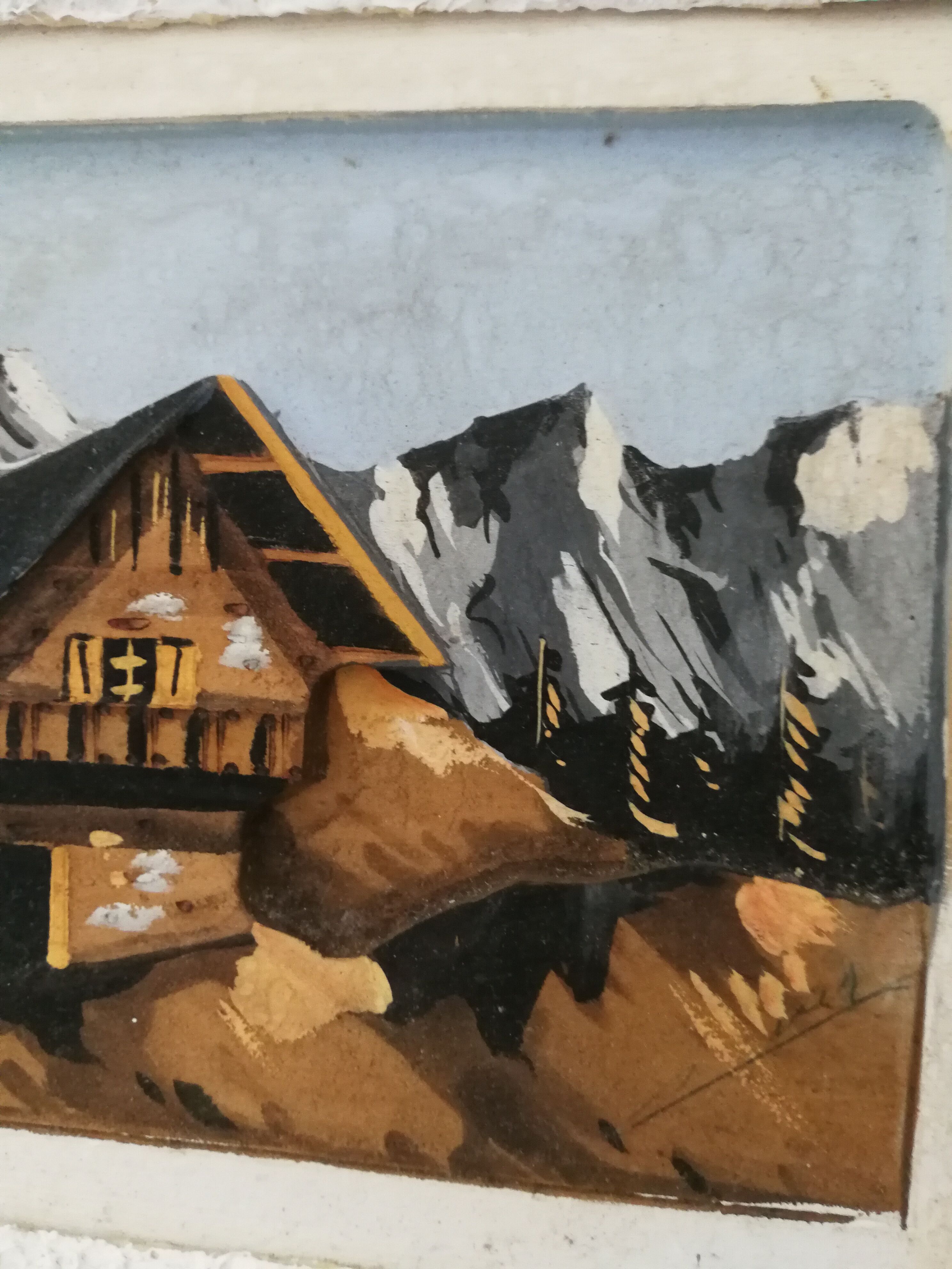 Cadre d'un chalet à la montagne en relief
