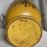 Vintage 1960s painted metal ice bucket from Italy in yellow and gold.