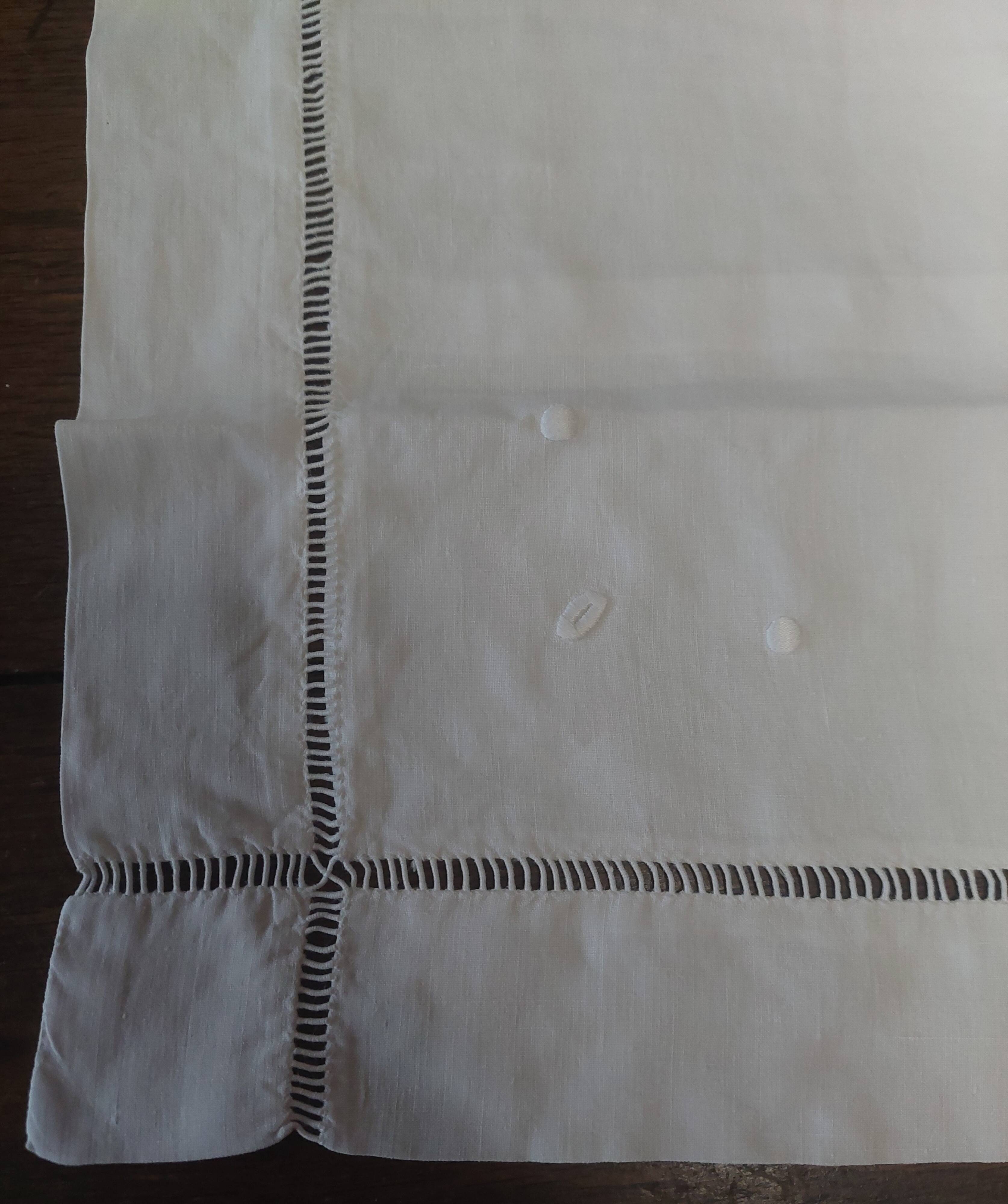 Old linen sheet, fine, embroidered with monogram BB, button closure, 72 x 7.