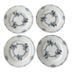 Set of 4 antique Salins Regina pattern plates – blue ironstone,