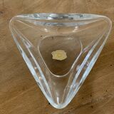 Crystal trinket bowl Val Saint Lambert and leather