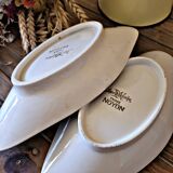 Lot reserved for Anne L, low fruit bowl and 2 Sarreguemines Noyon serving dishes