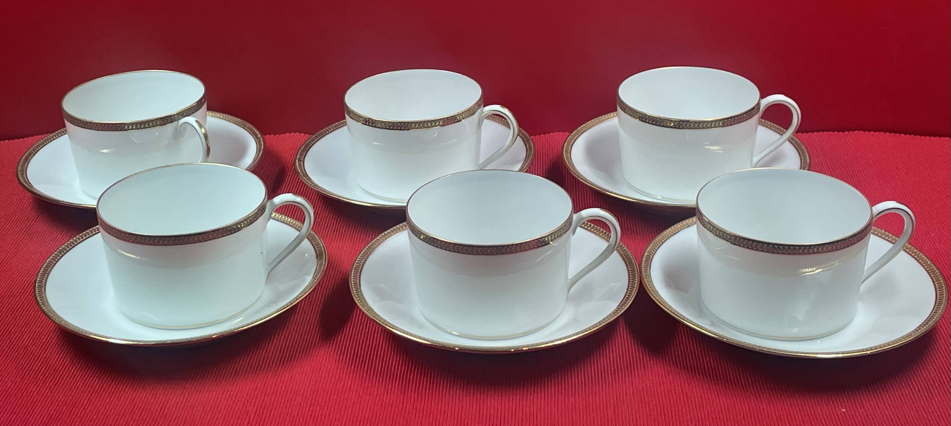 6 ch field haviland limoges porcelain coffee cups white and gold