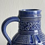 Blue ceramic pitcher