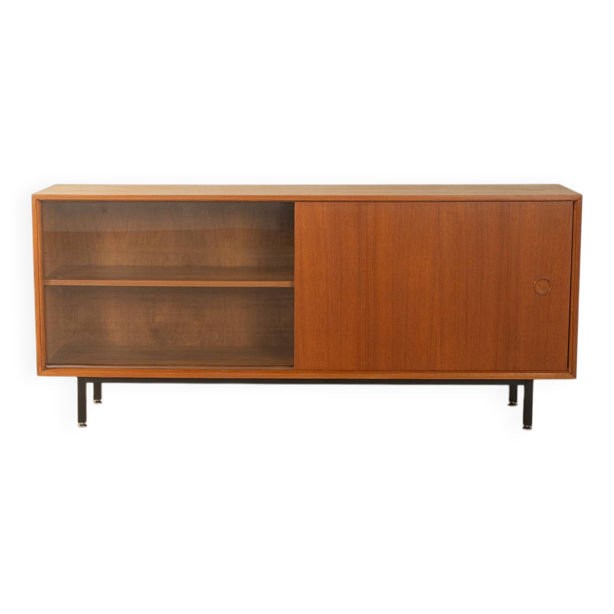 Classic sideboard by Lothar Wegner, 1960s, teak veneer, glass sliding door
