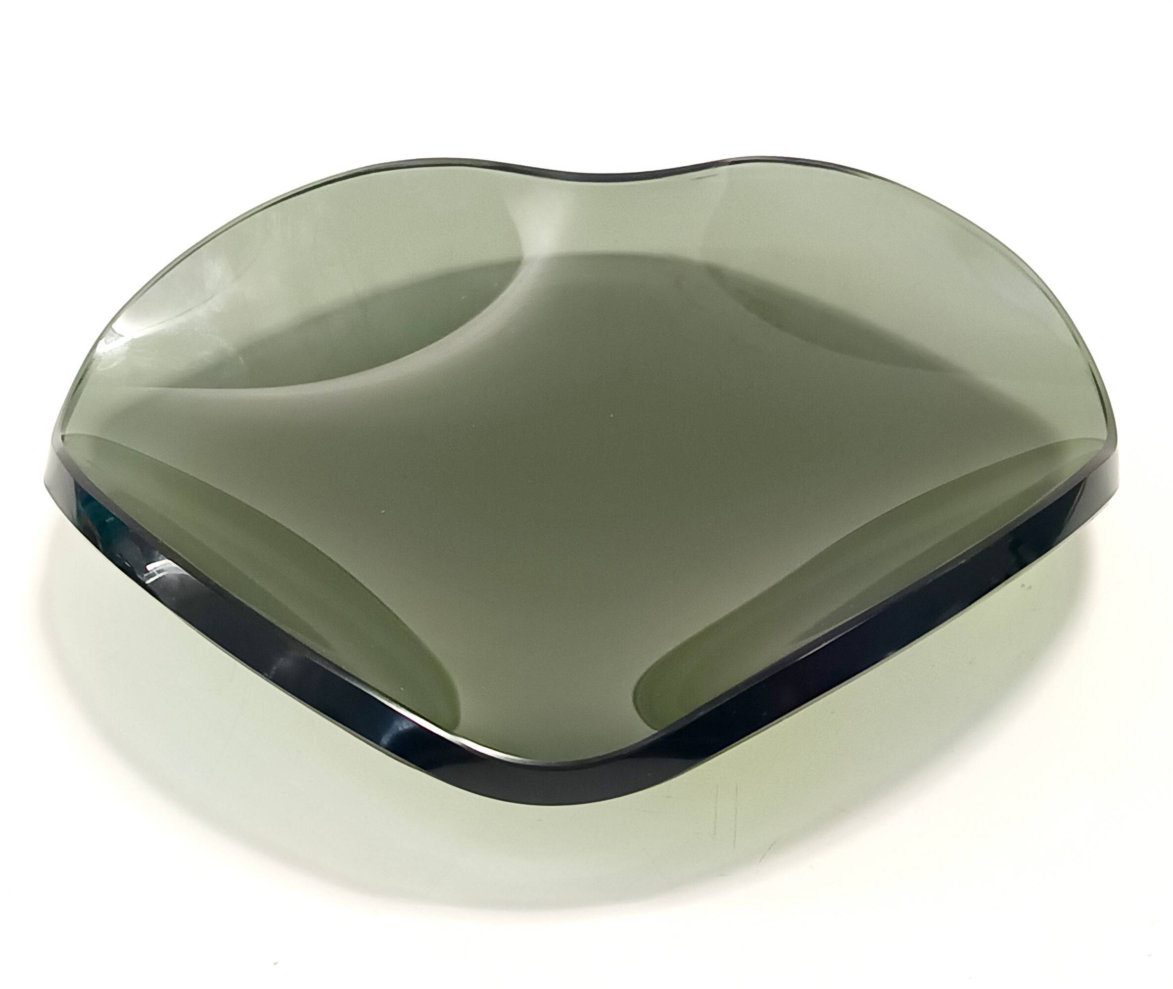 Thick Dark Green Glass Centerpiece / Trinket Bowl attr. to Fontana Arte, It