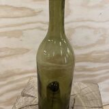 Bouteille ancienne verre verte forme libre