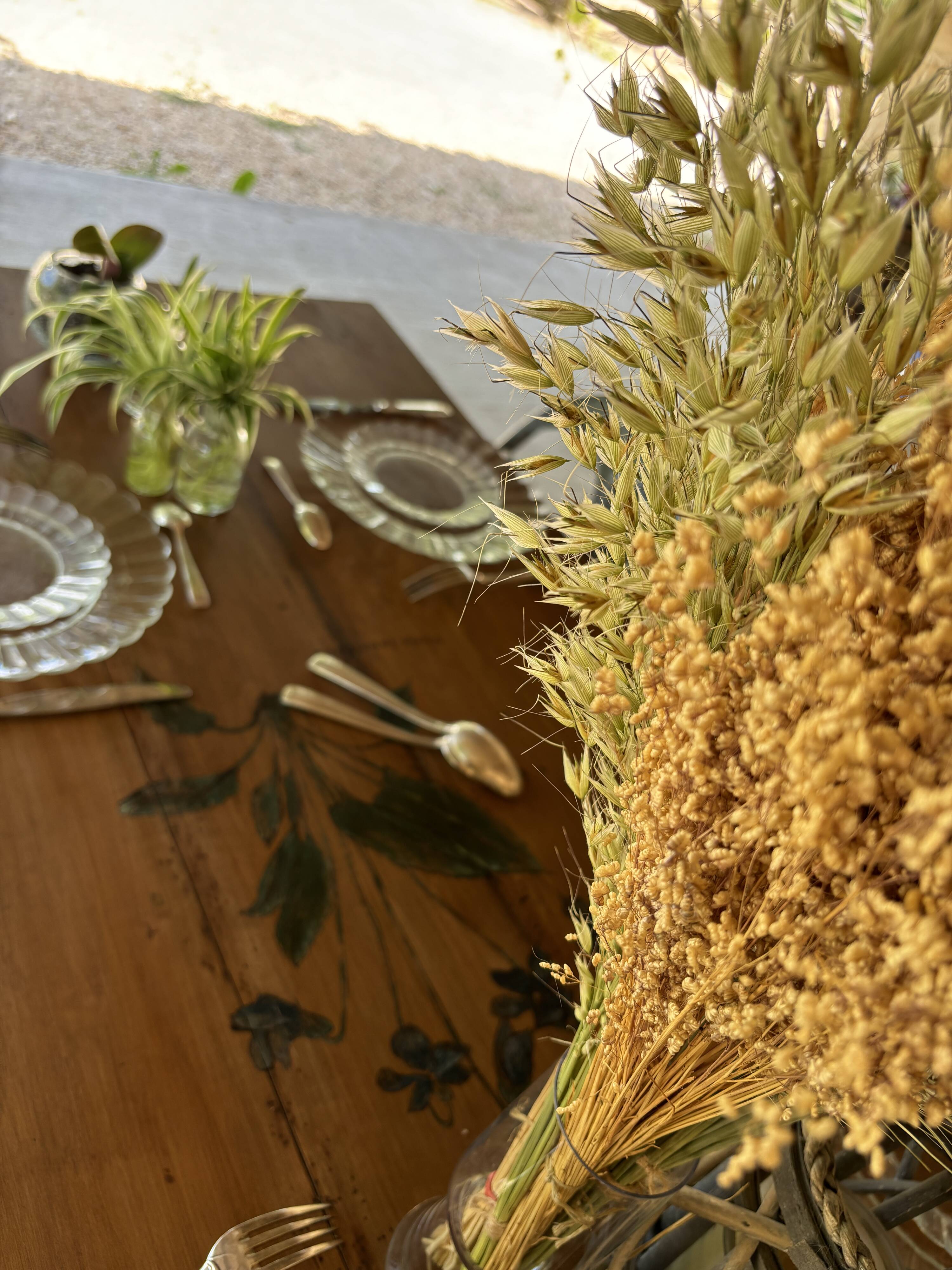 Farmhouse table with turned solid wood legs