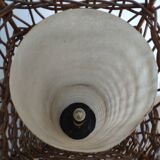 Vintage wicker lamp and exotic wood